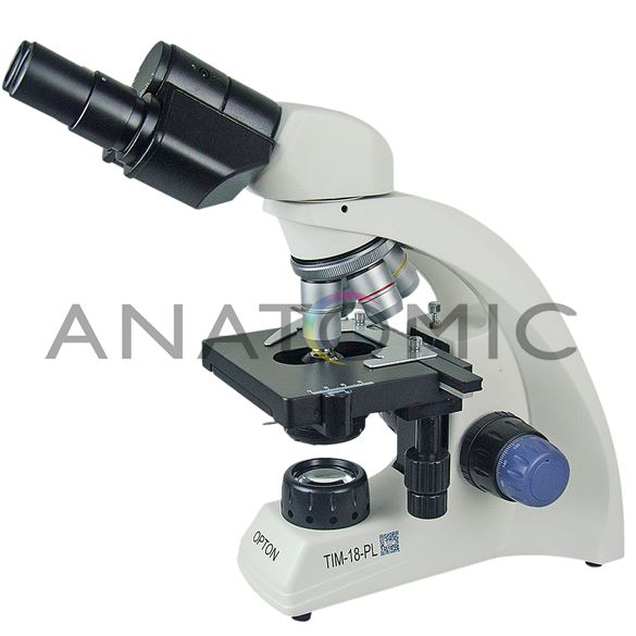 Microscópio Biológico Binocular com Ampliação de 40x até 1000x (opcional até 2000X), Óptica Plana,  Iluminação LED e Suporte para Bateria Recarregável.