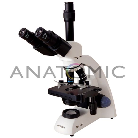 Microscópio Biológico Trinocular com Ampliação de 40x até 1000x (opcional até 2000X), Iluminação LED e Suporte para Bateria Recarregável.