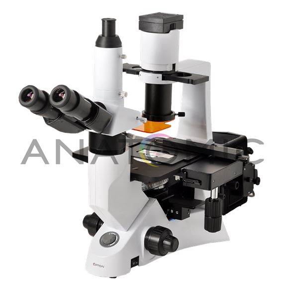 Microscópio Trinocular Invertido. Aumento 40x até 400x ou 40x até 600x (opcional), Obj. Plana Infinita, Iluminação 30W Halogênio, Contraste de Fase e Fluorescência 100W.