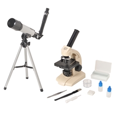 KIT Microscópio Biológico Monocular 70X até 400X + Luneta 90X - TEL-6031