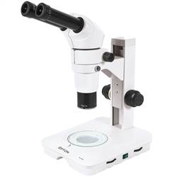 Microscópio estereoscópico binocular com objetiva zoom 0.8X ~ 8X, iluminação transmitida e refletida LED 2W. - TNE-100B